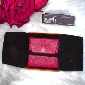 ❌SOLD❌HERMES Red Chevre Leather Coin Purse Wallet